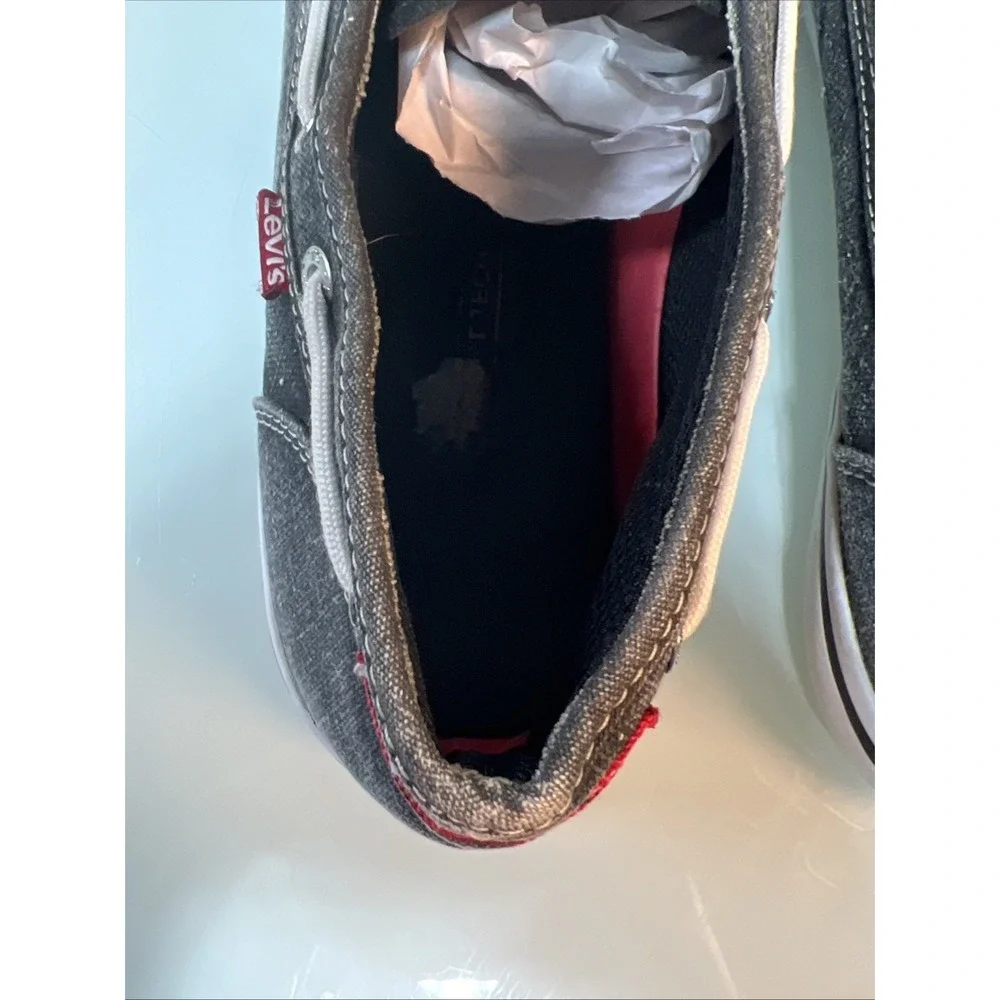 Levis Boat Shoes Men's 10.5 Gray Canvas Casual Deck‎ Sneakers